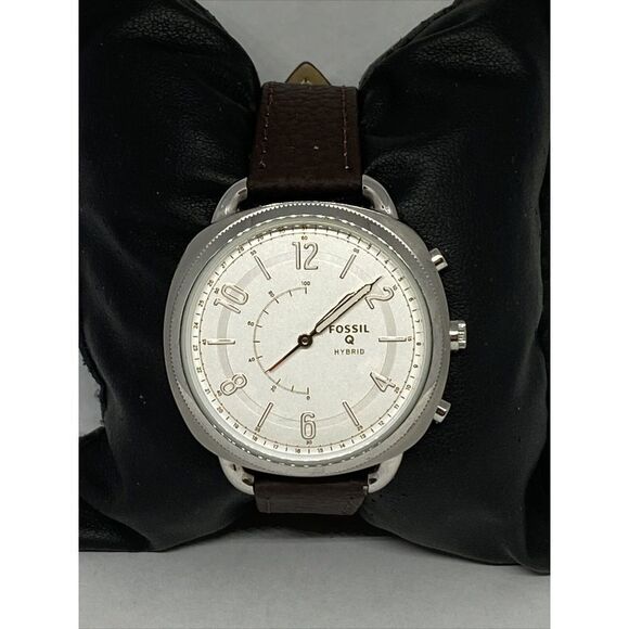 Fossil FTW1200 Women's Brown Leather Silver Analog Dial Hybrid Smartwatch CM627 - Picture 1 of 12